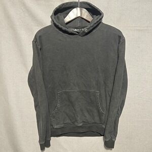 BLVCK PARIS Hoodie Mens Medium Black Solid Pullover Fleece Minimalist Streetwear